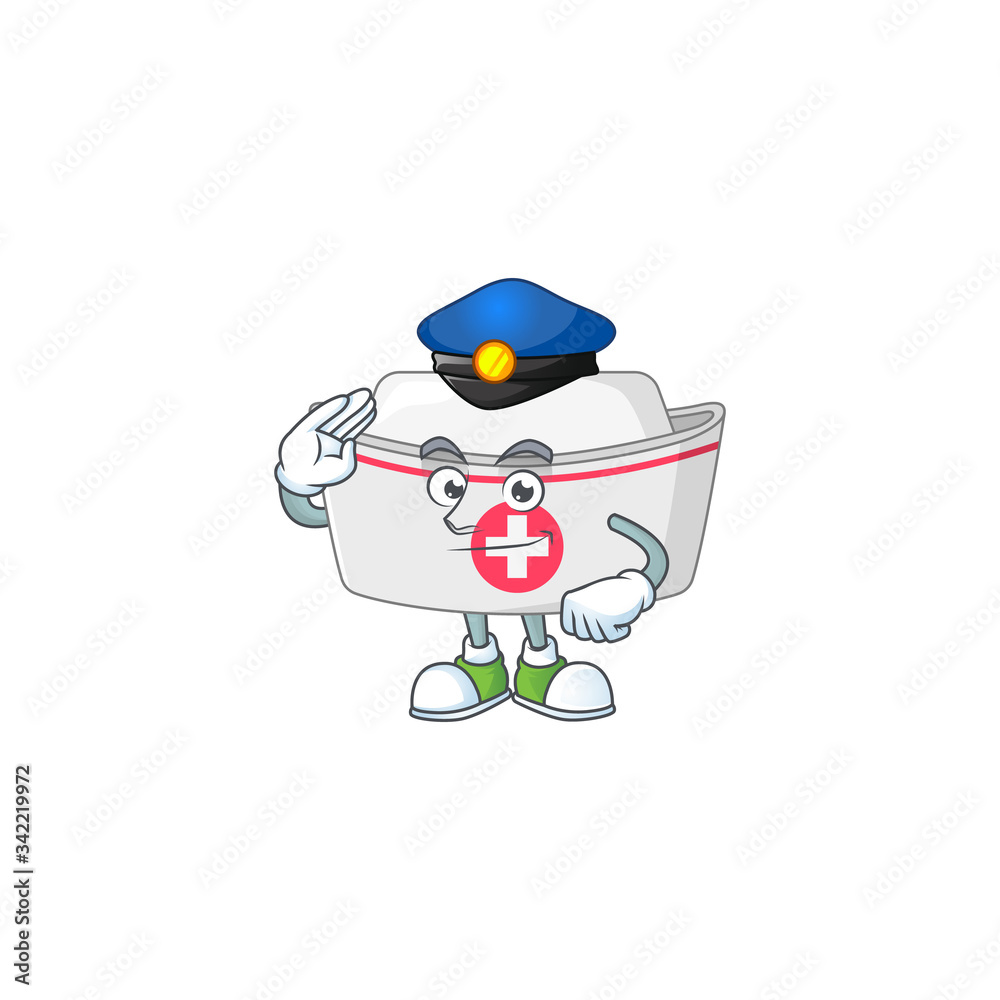 Poster A dedicated Police officer of nurse hat mascot design style