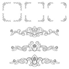 Classic Vitage Wedding Vector Ornaments frames Separator elements for Classic Vintage Wedding Invitation Hand Drawn Doodle