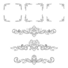 Classic Vitage Wedding Vector Ornaments frames Separator elements for Classic Vintage Wedding Invitation Hand Drawn Doodle