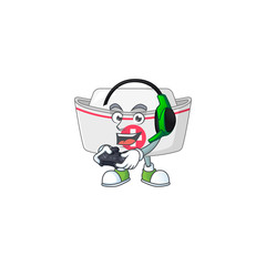 A cartoon design of nurse hat talented gamer play with headphone and controller