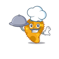 Pseudomonas chef cartoon character serving food on tray