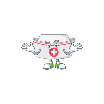An image of nurse hat in grinning mascot cartoon style