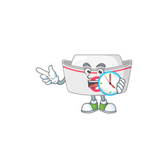 Nurse hat mascot design concept holding a circle clock