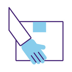 hand lifting box carton delivery service line style