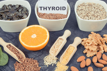 Nutritious products and ingredients containing vitamins for healthy thyroid