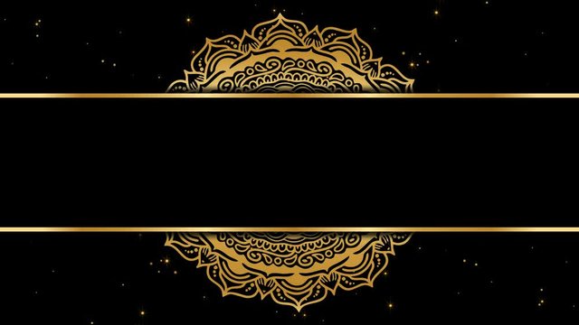 Premium rotating mandala royal design with flowing sparkling golden dust. Abstract Islamic style traditional floral design background with golden particles. LOOP BACKGROUND for festival invitation.