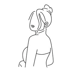 Beautiful young girl model for design. Fashion, style, youth, fitness, sports, beauty. Graphic, sketch, drawing. Sexy body. Line art vector illustration