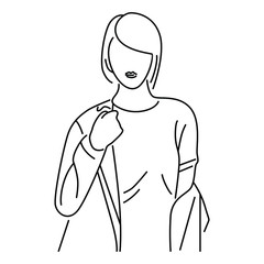 Beautiful young girl model for design. Fashion, style, youth, fitness, sports, beauty. Graphic, sketch, drawing. Sexy body. Line art vector illustration