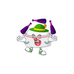 mascot cartoon style of nurse hat playing Juggling on stage