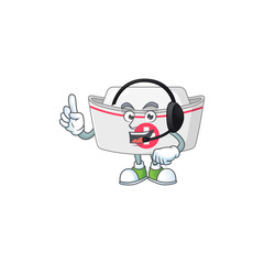 Nurse hat cartoon character style speaking on headphone
