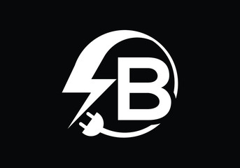 Electric power letter B logo design in a modern minimalist style concept