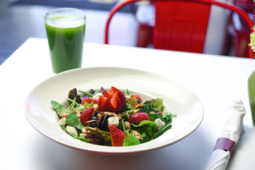 salad with strawberries and feta cheese