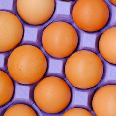 Close-up view of raw chicken eggs on background © ric