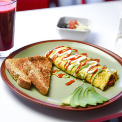 Omelet with avocado