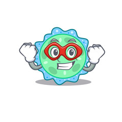 A cartoon character of pseudomonas aeruginosa performed as a Super hero