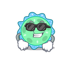 Cool pseudomonas aeruginosa cartoon character wearing expensive black glasses