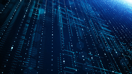 Obraz premium Abstract digital particles point, Digital cyberspace, Technology digital connection. Future background concept.