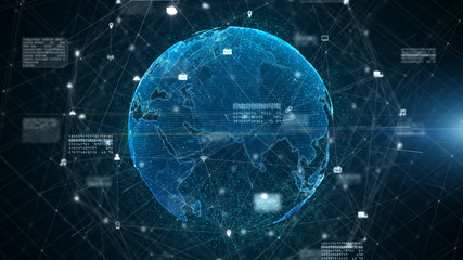 Digital Data Connection, Technology Network and Cyber Security Concept, Digital cyberspace future background concept.
