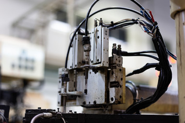 Fototapeta na wymiar Solenoid valve pneumatic equipment for machine in the factory 