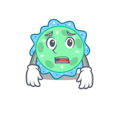 Cartoon design style of pseudomonas aeruginosa showing worried face