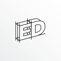 Initial Letter ED with Architecture Graphic Logo Design