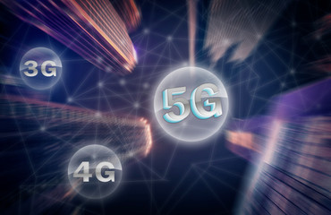 new generation of 5G telecommunication network concept 