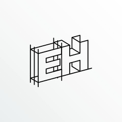 Initial Letter EH with Architecture Graphic Logo Design