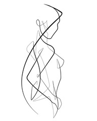 Woman One Continuous Line Abstract Vector Icon Graphic Drawing
