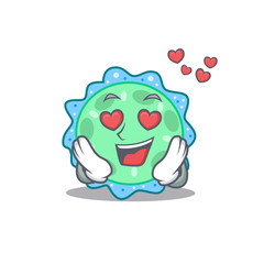 Cute pseudomonas aeruginosa cartoon character has a falling in love face