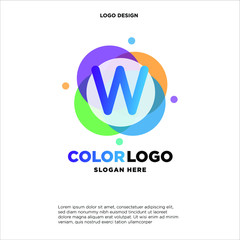 full color creative pixel bubble letter W logo design