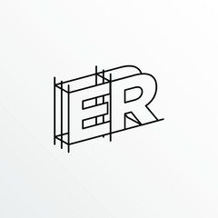 Initial Letter ER with Architecture Graphic Logo Design