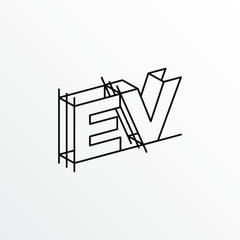 Initial Letter EV with Architecture Graphic Logo Design