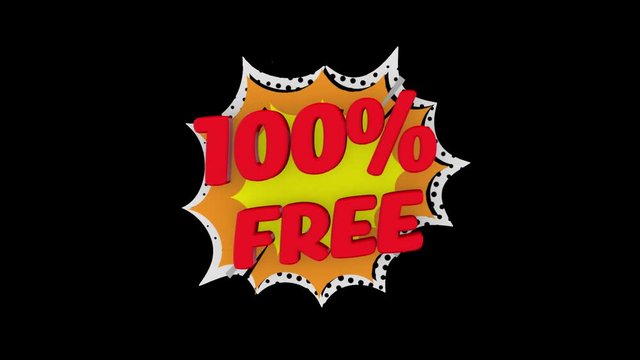 Sale word concept, 100% FREE, for shopping, sales, advertising, discounts and promotion, comics looks. (alpha channel)