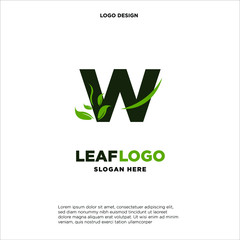 Initial Letter W With Leaf Logo
