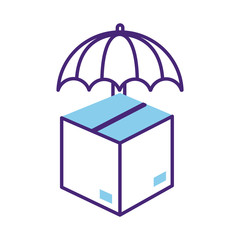 box carton with umbrella delivery service line style