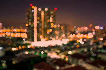 Blurred abstract background of light lines from the capital's residences in condominiums,offices, street lights from shopping malls, nighttime beauty