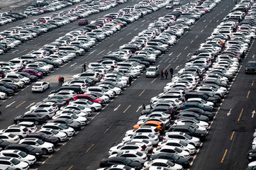 View of the parking lot of the Eurasian store in Changchun, China