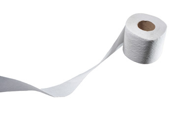 Rollo de papel higiénico con forma de ondas en el papel sobre un fondo blanco