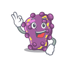 Shigella mascot design style with an Okay gesture finger