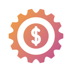 gear with money symbol silhouette style icon