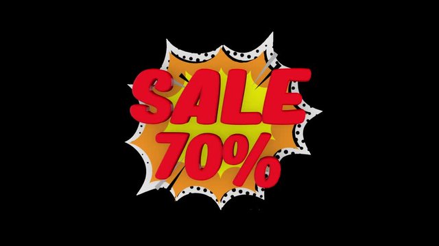 Sale word concept, SALE 70%, for shopping, sales, advertising, discounts and promotion, comics looks. (alpha channel)