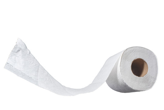 Rollo de papel higi&eacute;nico con forma de ondas en el papel sobre un fondo blanco