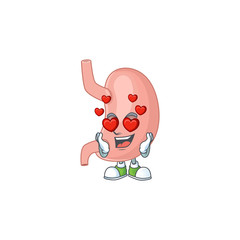 Charming stomach cartoon character with a falling in love face