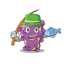 Cartoon design concept of shigella while fishing