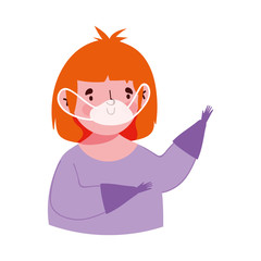 covid 19 coronavirus, man with medical mask gloves, isolated icon white background