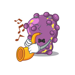 Talented musician of shigella cartoon design playing a trumpet
