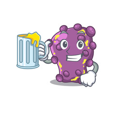 A cartoon concept of shigella rise up a glass of beer