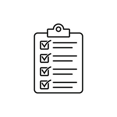 Clipboard with checklist icon, symbol for web site and app design. Vector illstration.