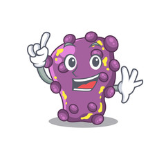 Shigella mascot character design with one finger gesture