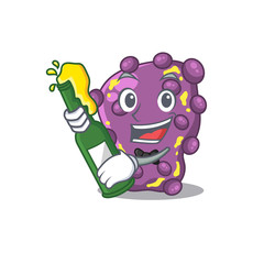 Mascot character design of shigella say cheers with bottle of beer